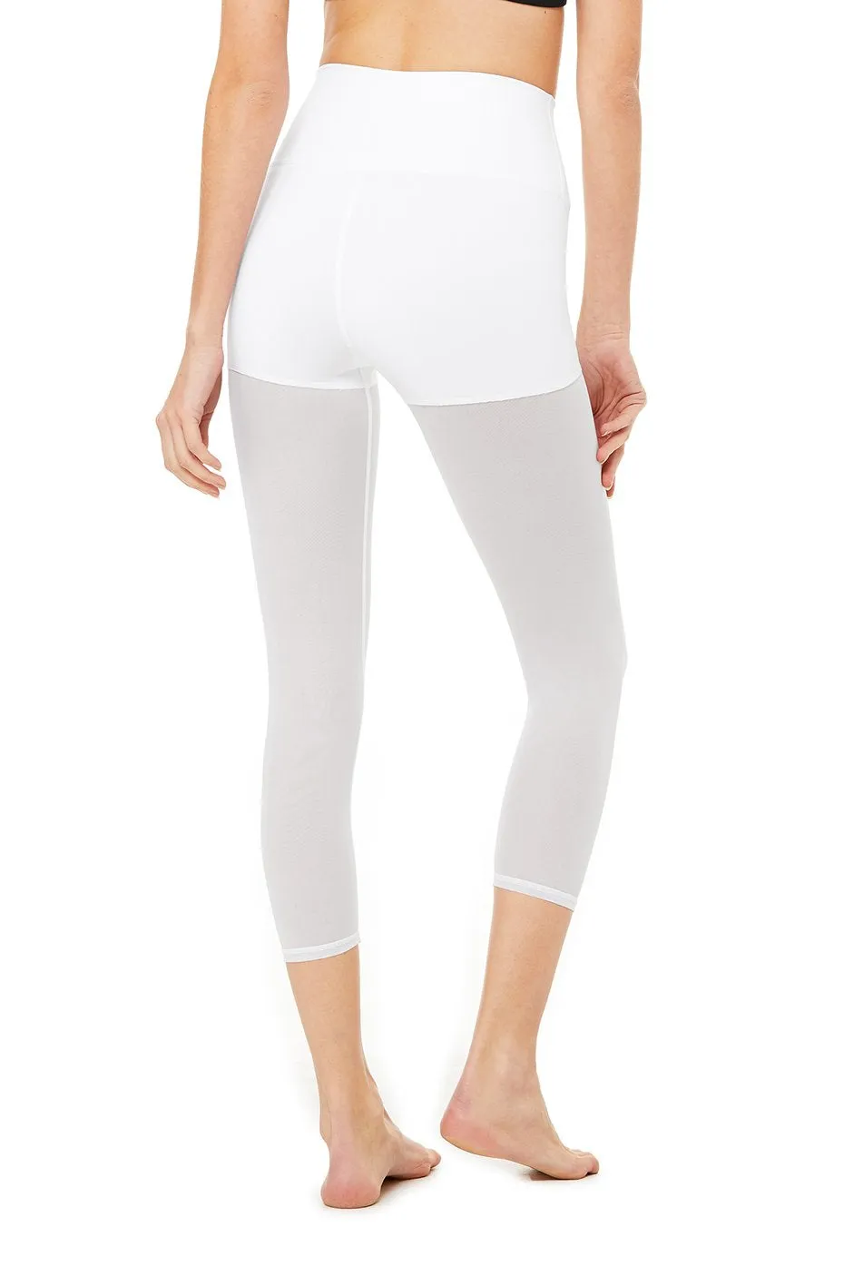 High-Waist Sheer Capri - White