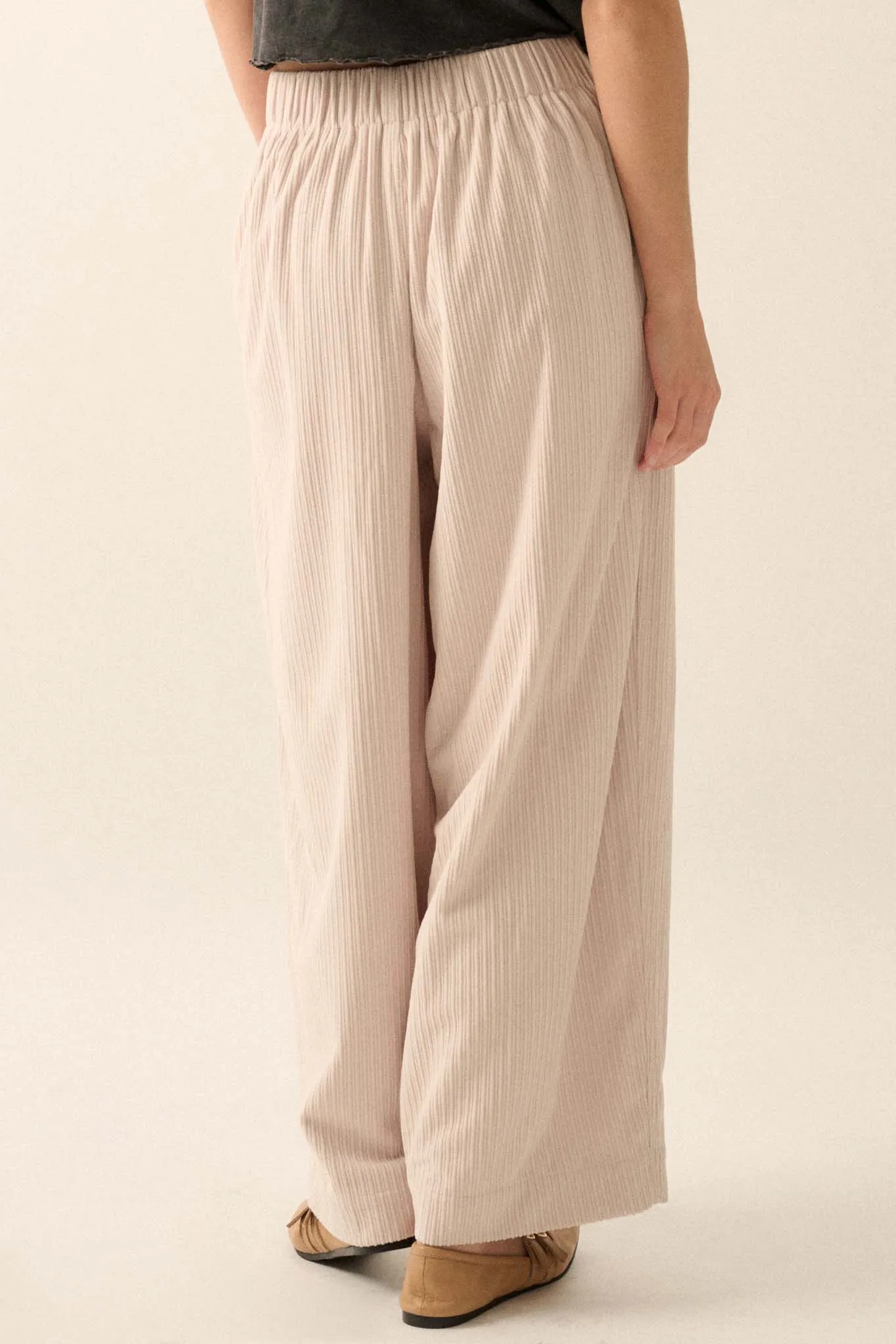 Into the Groove Pleated Wide-Leg Corduroy Pants