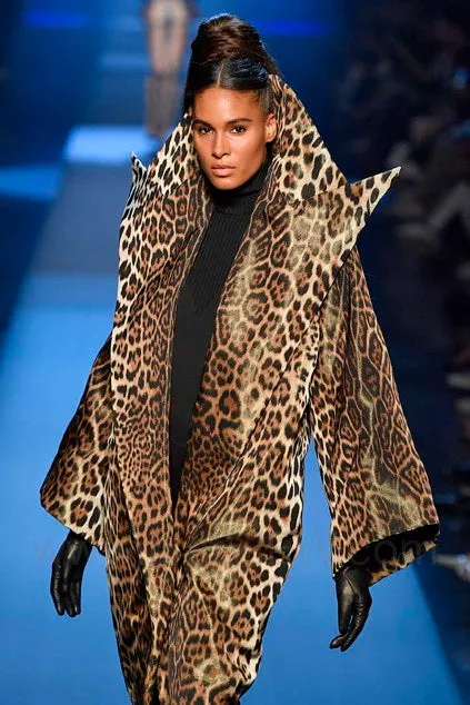 Jean Paul Gaultier FW 2019 Leopard Faux Fur Printed Coat