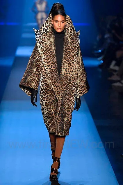 Jean Paul Gaultier FW 2019 Leopard Faux Fur Printed Coat