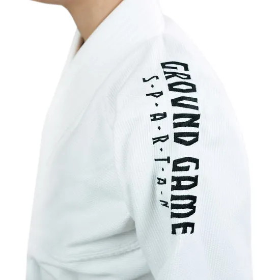 Kimono Copii Brazilian Jiu Jitsu GROUND GAME Spartan - Alb