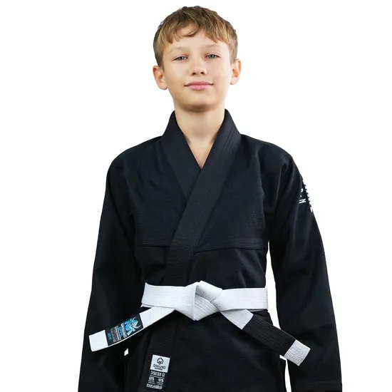 Kimono Copii Brazilian Jiu Jitsu GROUND GAME Spartan - Negru