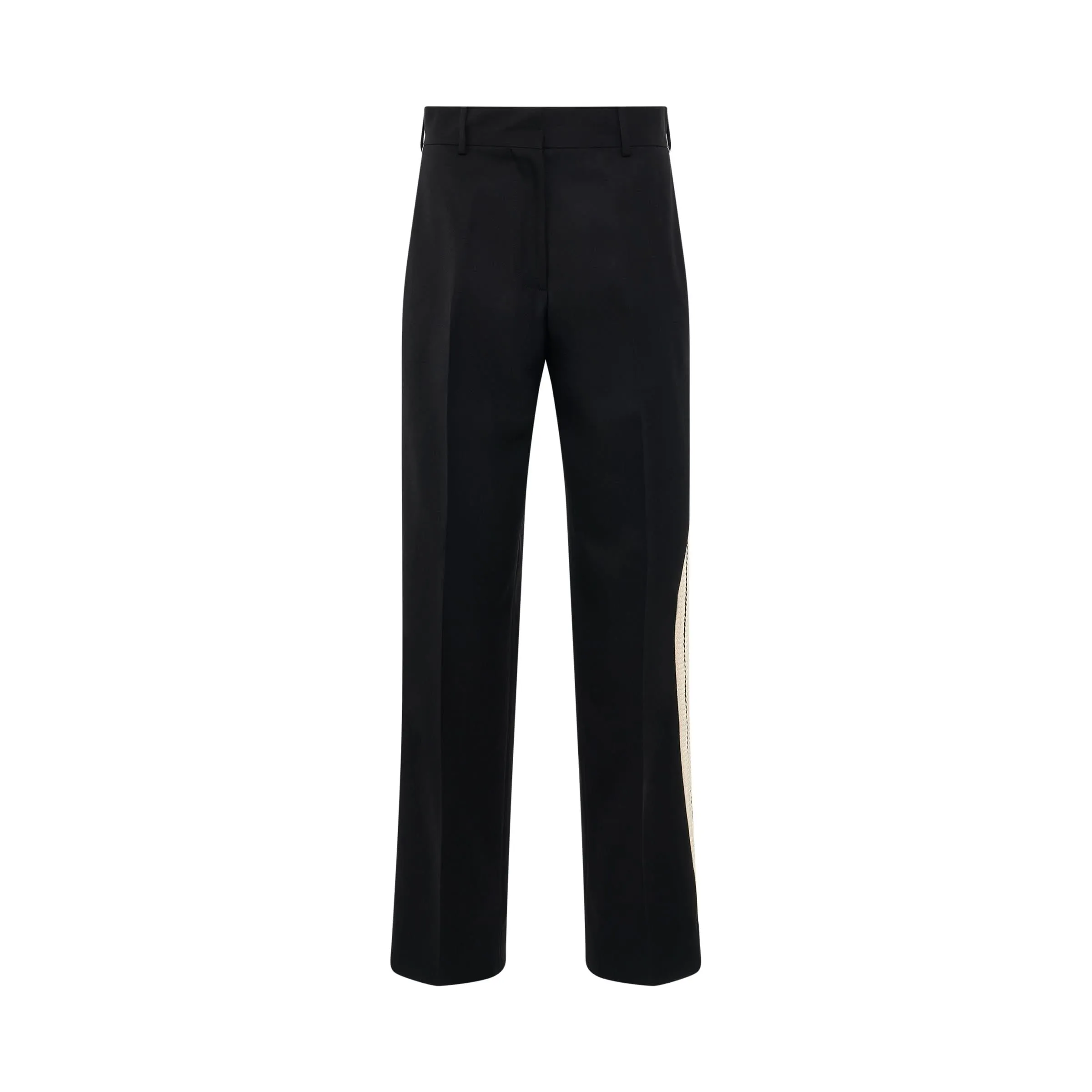 Knit Tape Suit Pants in Black/Off White