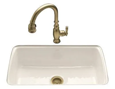 Kohler Cape Dory Under Mount Single Bowl Kitchen Sink With Five Faucet Holes' 33 In. X 22 In. X 9-5/8 In.' White