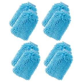 Kuber Industries Gloves | Microfiber Cleaning Gloves | Chenille Mitts for Kitchen | Hand Duster for Kitchen | Hand Gloves for Car | Double Sided Gloves | SHXNEFSST2 | Pack of 8 | Blue