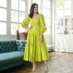 Lawn Green Midi Dress