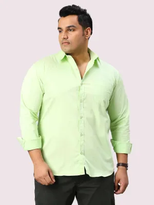 Lemon Green Solid Pure Cotton Full Sleeve Shirt Men's Plus Size