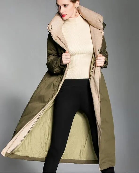 Long Women Down Coat Hooded Winter Loose 90% Duck Down Jackets