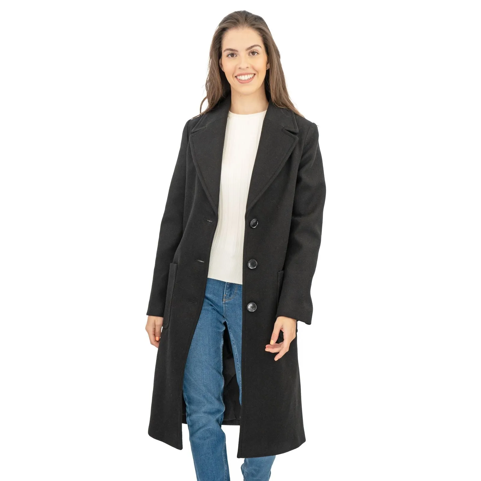 M&S Black Belted Tailored Coat