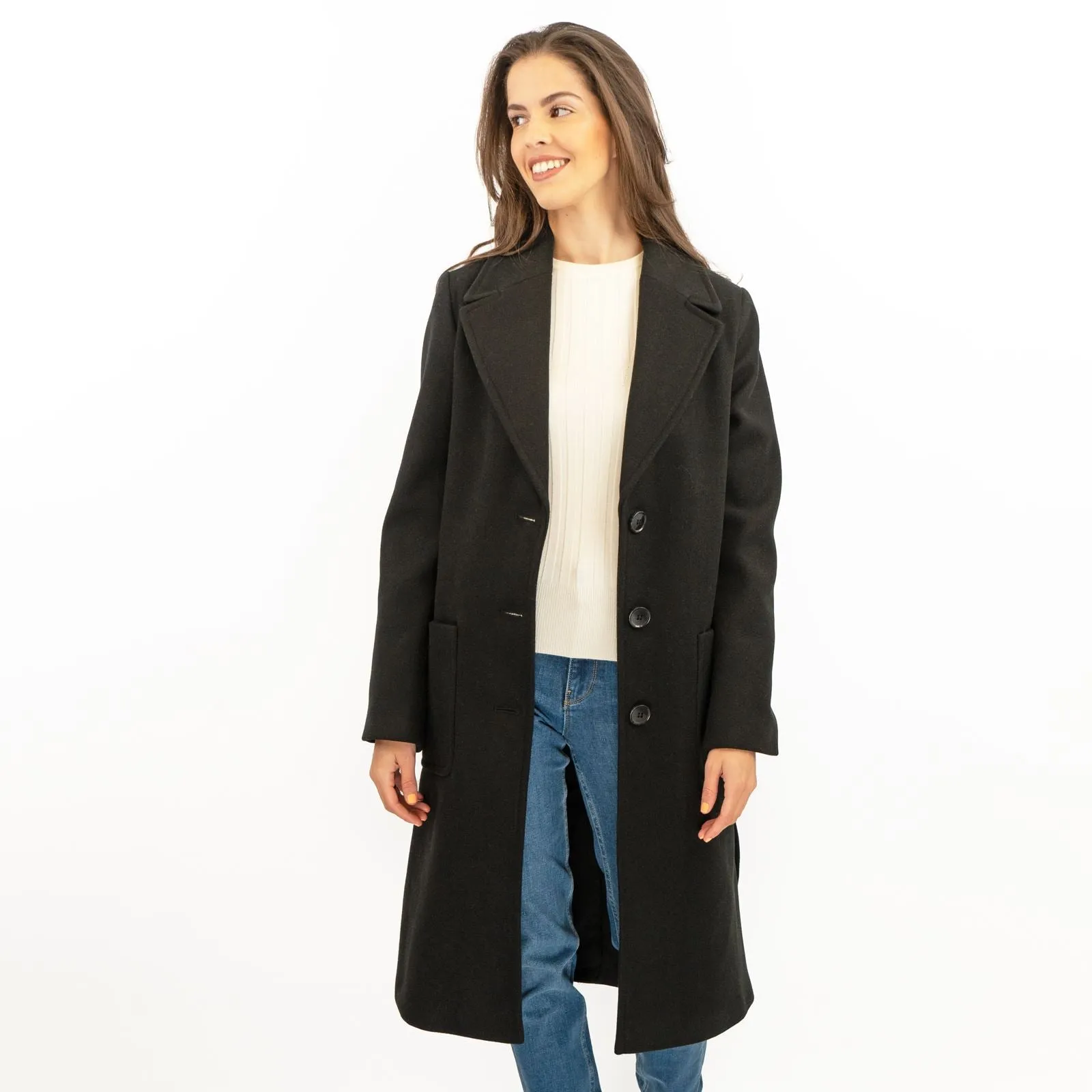 M&S Black Belted Tailored Coat