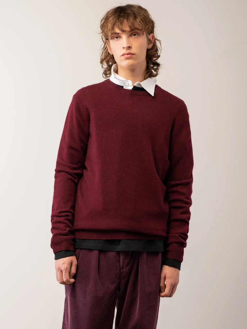 Men Crew Neck Sweater_Burgundy