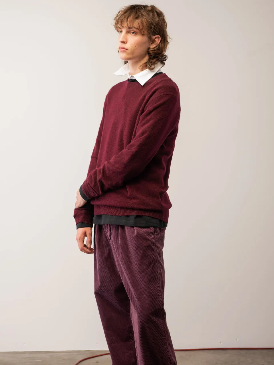 Men Crew Neck Sweater_Burgundy