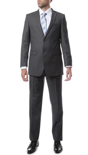 Mens 2 Button Heather Grey Regular Fit Suit