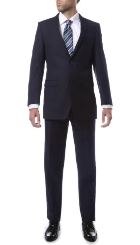 Mens 2 Button Navy Blue Regular Fit Suit