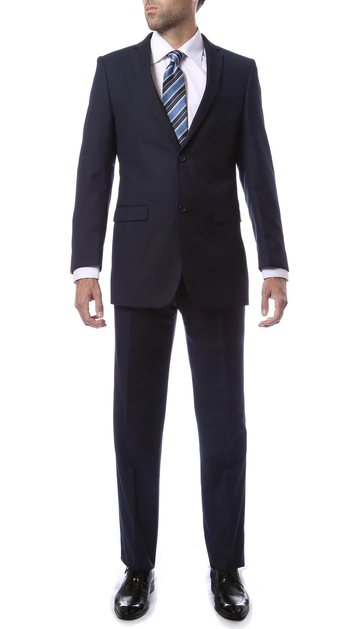 Mens 2 Button Navy Blue Regular Fit Suit