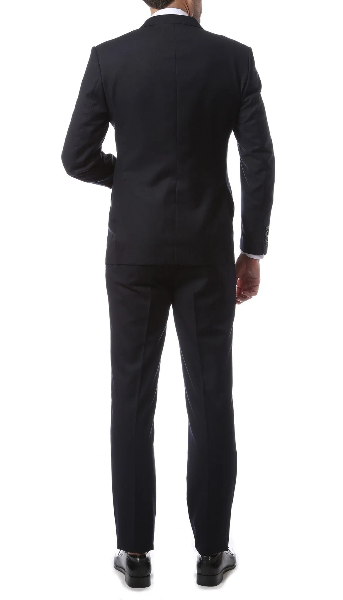 Mens 2 Piece 2 Button Slim Fit Navy Blue Zonettie Suit