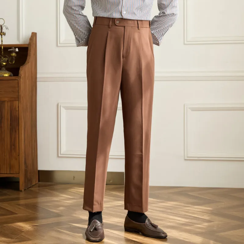 Men's Elastic Waist Drape Business Casual Slim Fit Trousers