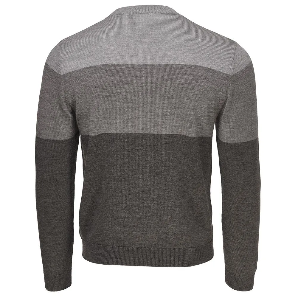 Mens Merino Block Stripe Sweater (Smoke/Grey/Charcoal)