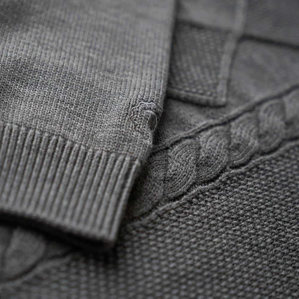 Mens Merino Cable Sweater (Charcoal)