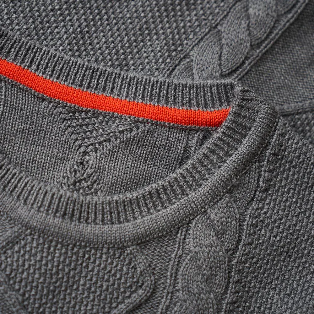 Mens Merino Cable Sweater (Charcoal)