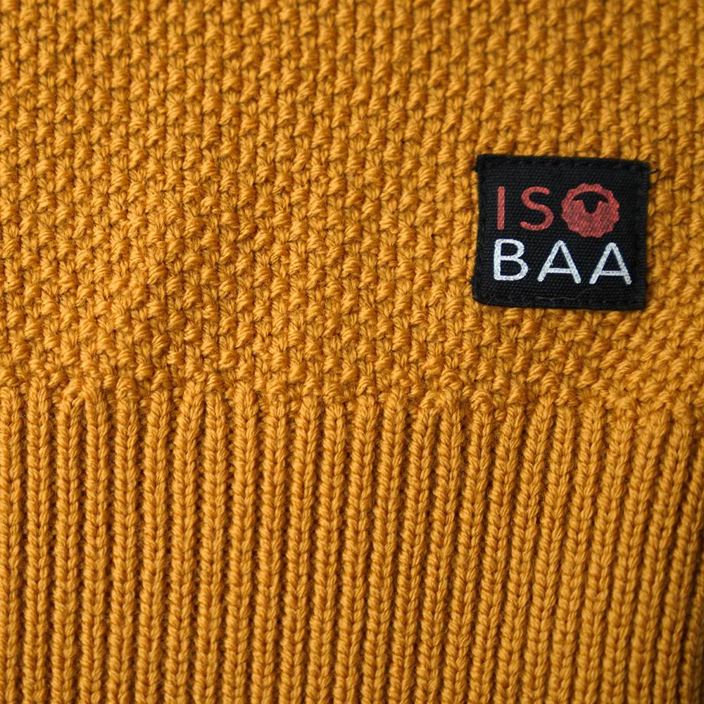 Mens Merino Cable Sweater (Mustard)