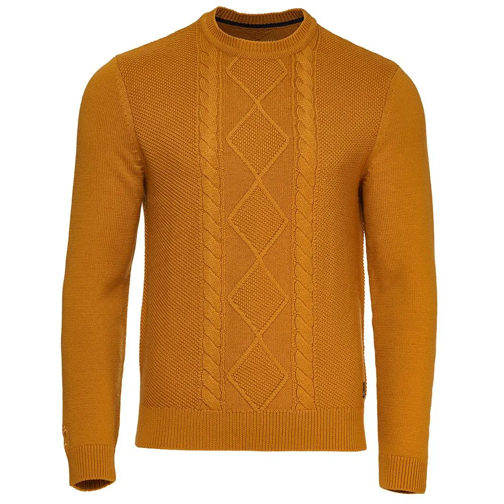 Mens Merino Cable Sweater (Mustard)