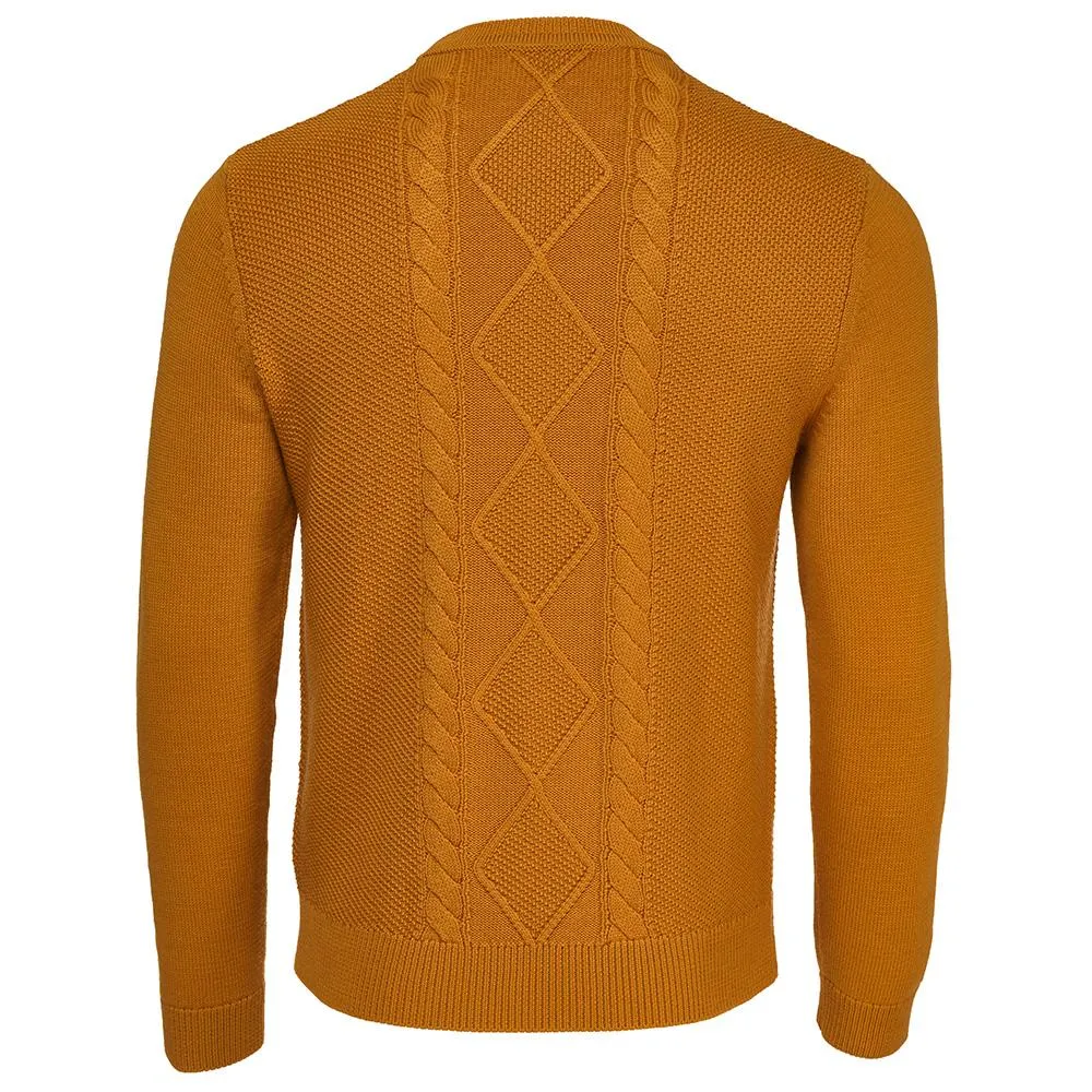 Mens Merino Cable Sweater (Mustard)