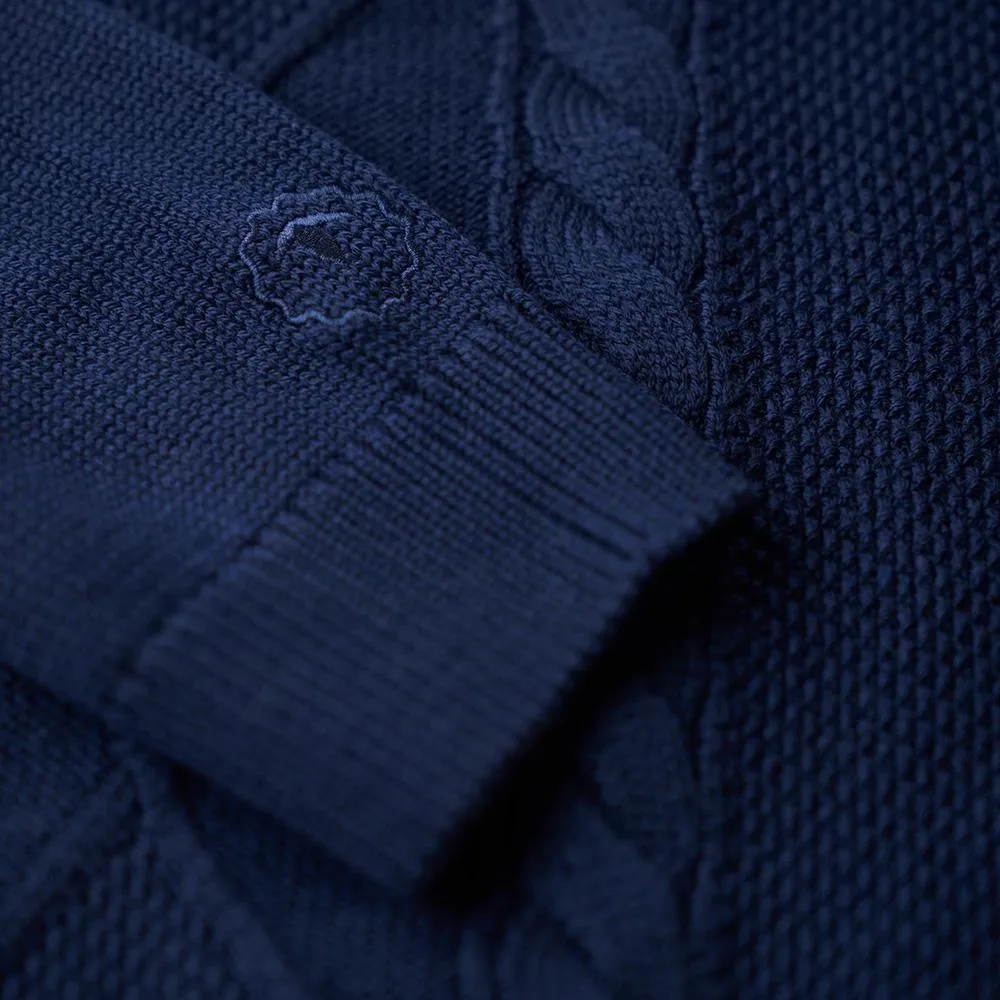 Mens Merino Cable Sweater (Navy)