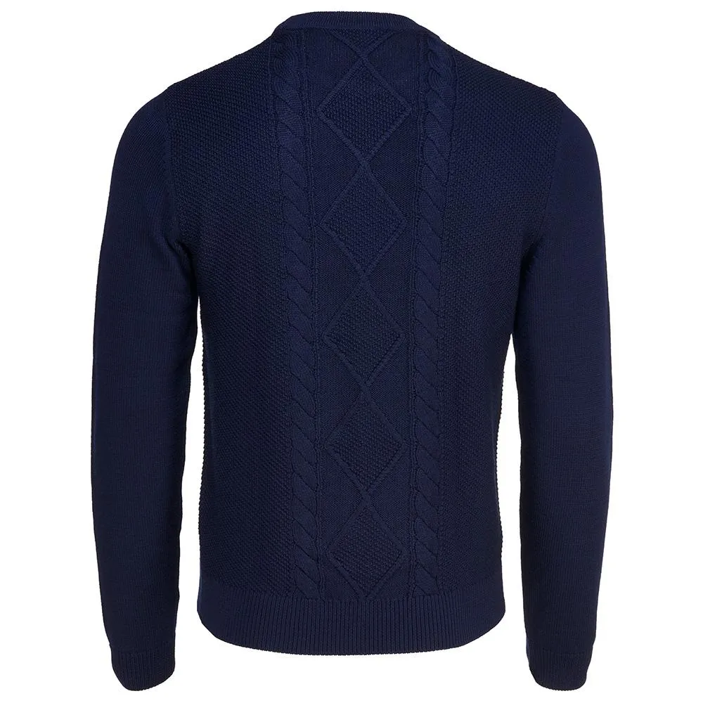 Mens Merino Cable Sweater (Navy)