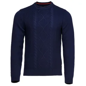 Mens Merino Cable Sweater (Navy)