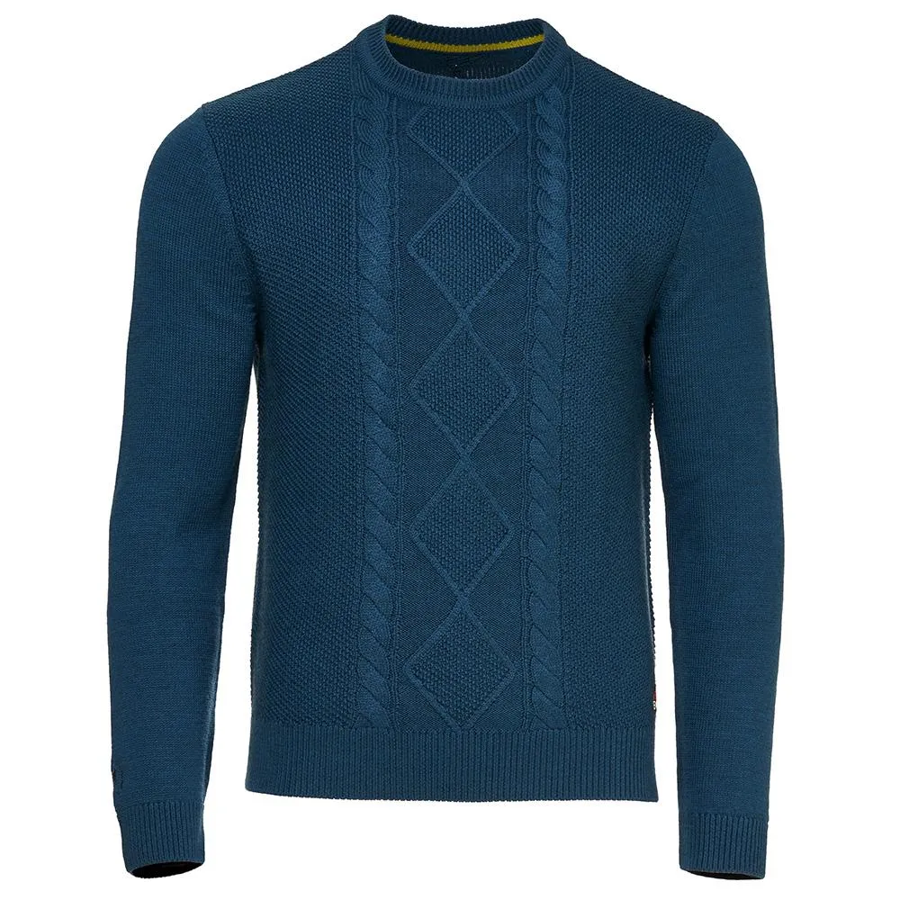 Mens Merino Cable Sweater (Petrol)