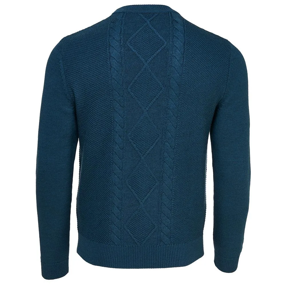 Mens Merino Cable Sweater (Petrol)