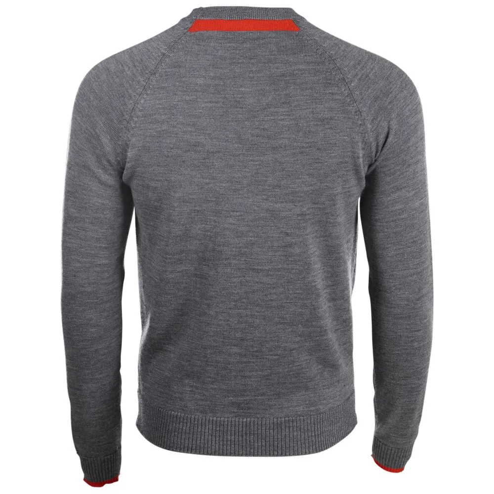 Mens Merino Crew Sweater (Charcoal/Orange)