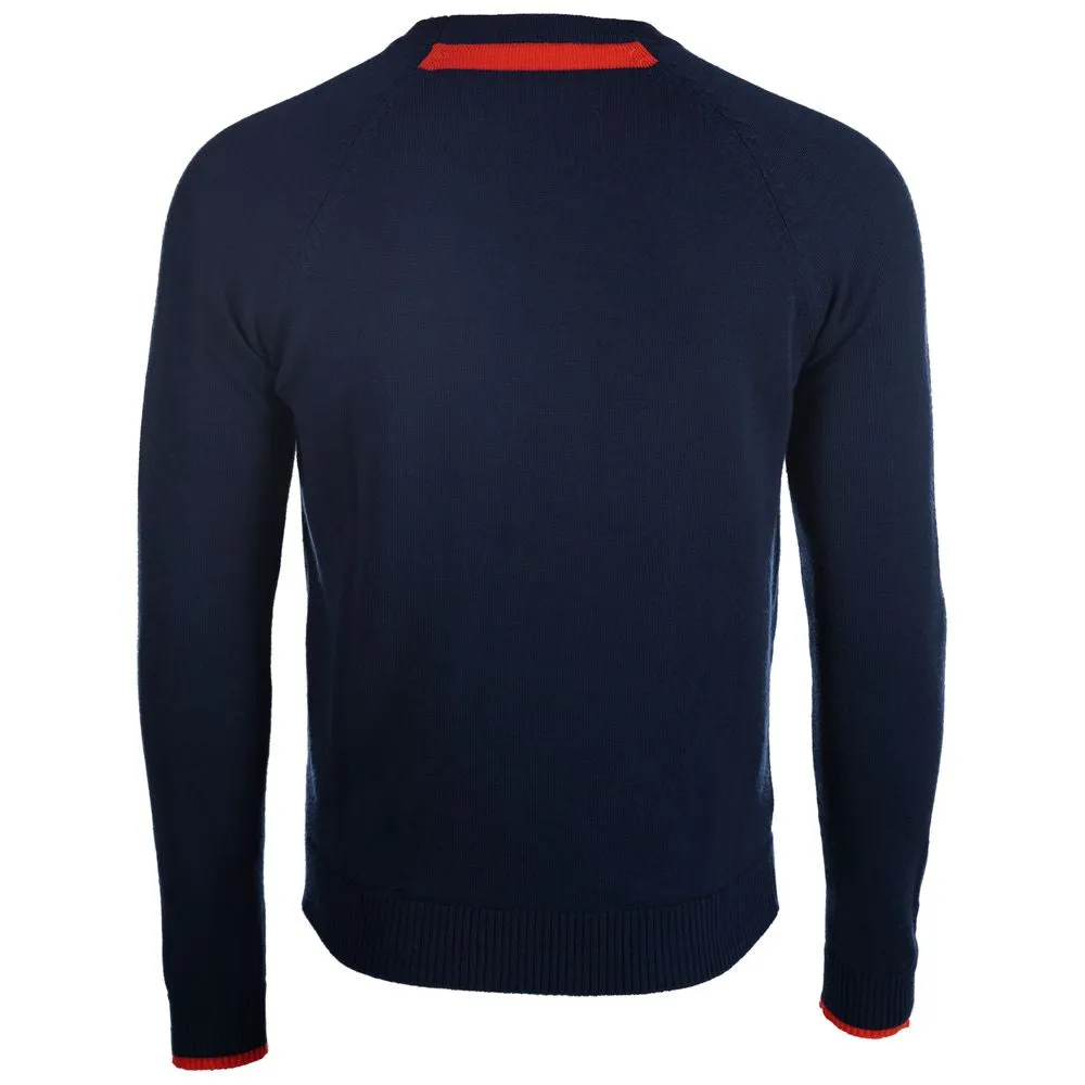 Mens Merino Crew Sweater (Navy/Orange)