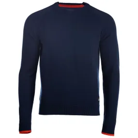 Mens Merino Crew Sweater (Navy/Orange)