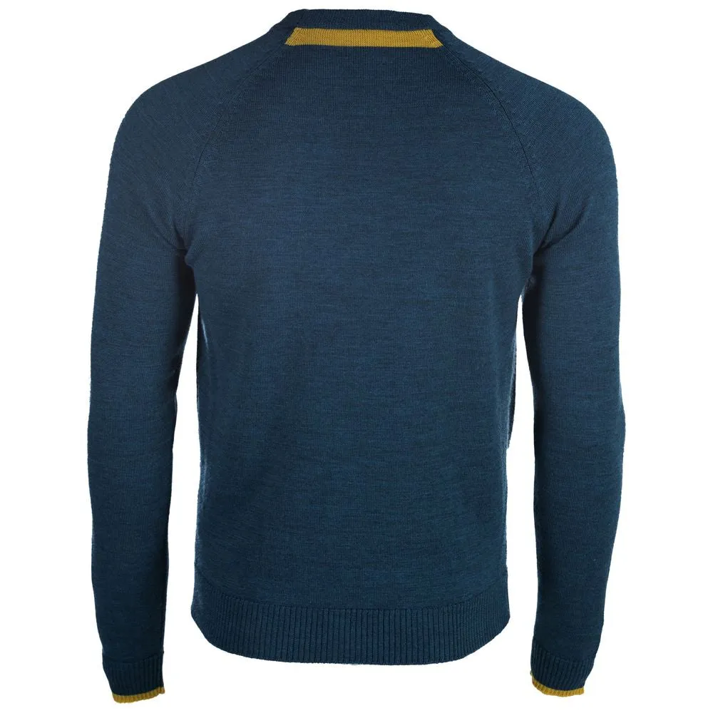 Mens Merino Crew Sweater (Petrol/Lime)