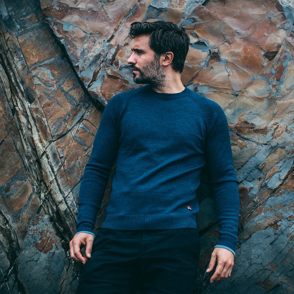 Mens Merino Crew Sweater (Petrol/Sky)