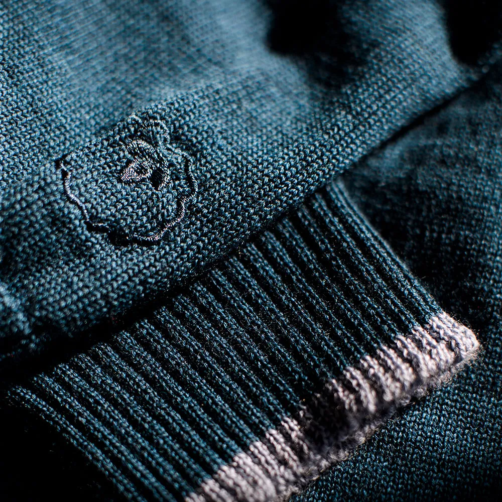 Mens Merino Crew Sweater (Petrol/Sky)