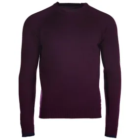 Mens Merino Crew Sweater (Wine/Navy)