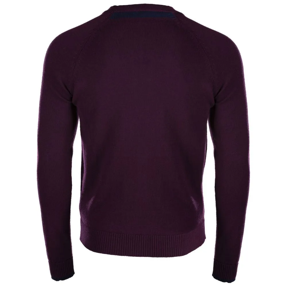 Mens Merino Crew Sweater (Wine/Navy)