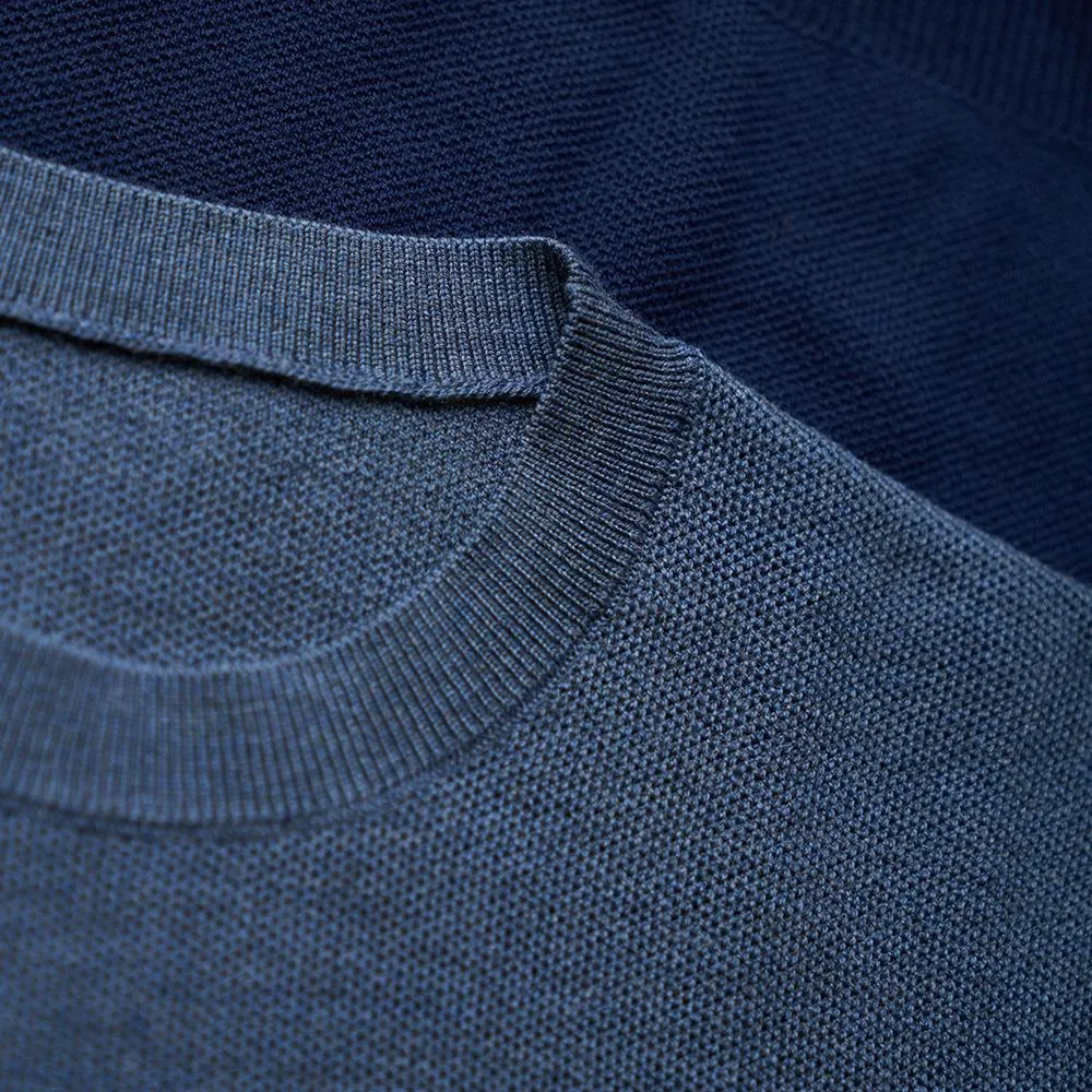 Mens Merino Honeycomb Sweater (Navy/Denim)