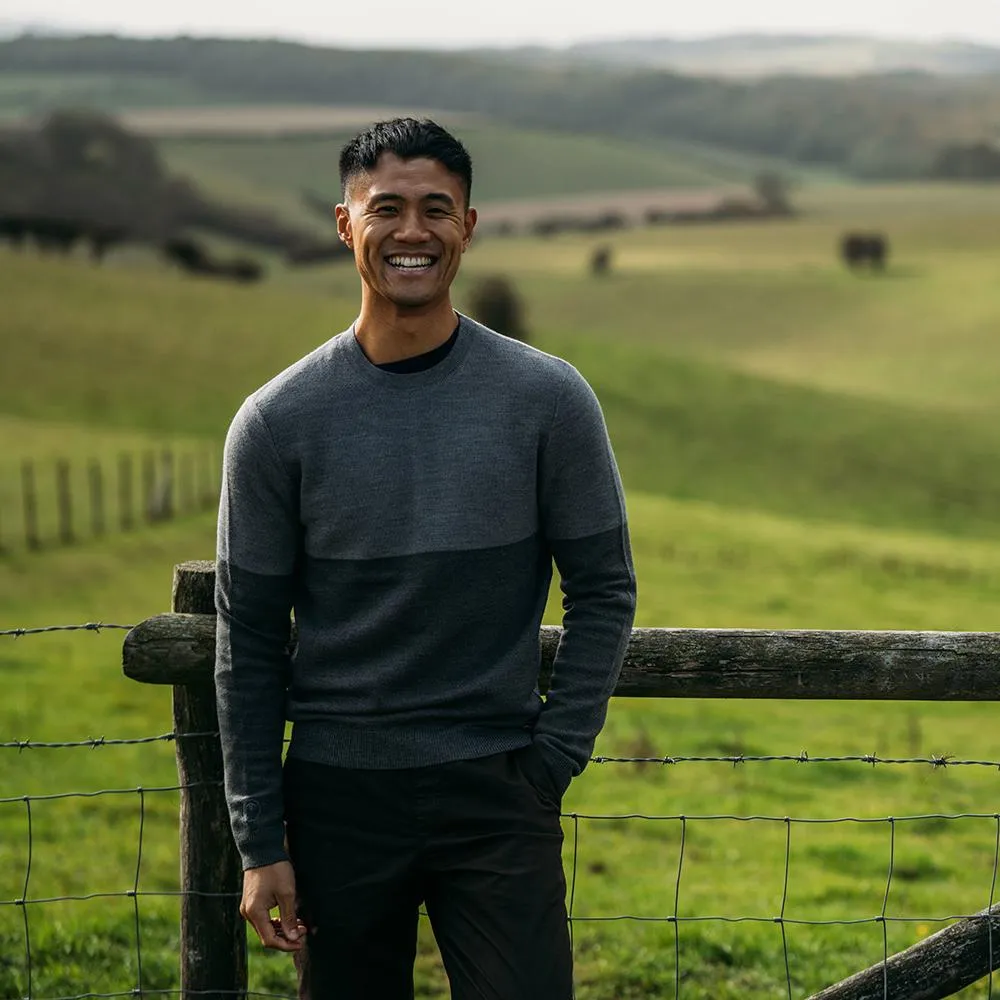 Mens Merino Honeycomb Sweater (Smoke/Charcoal)