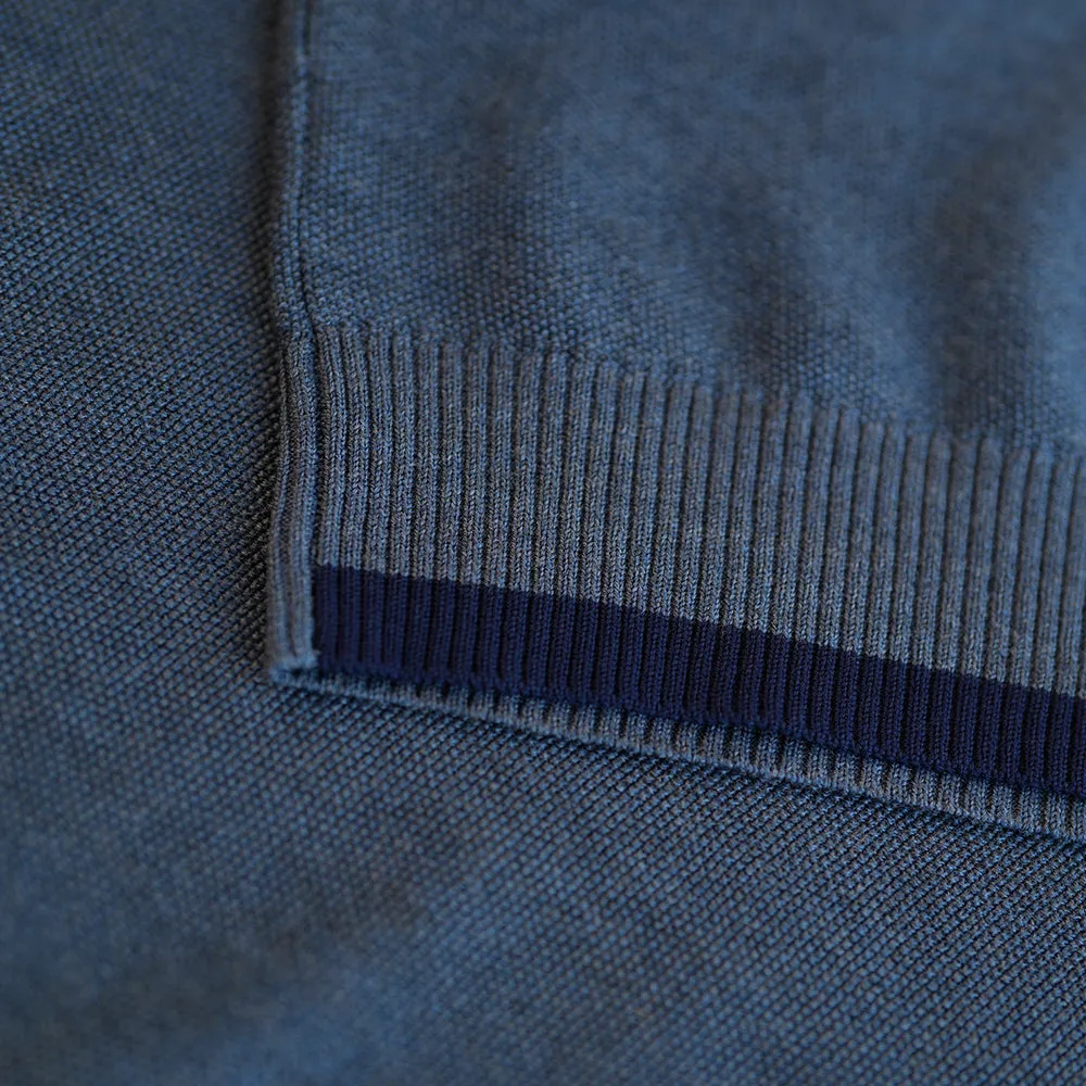 Mens Merino Moss Stitch Sweater (Denim/Navy)