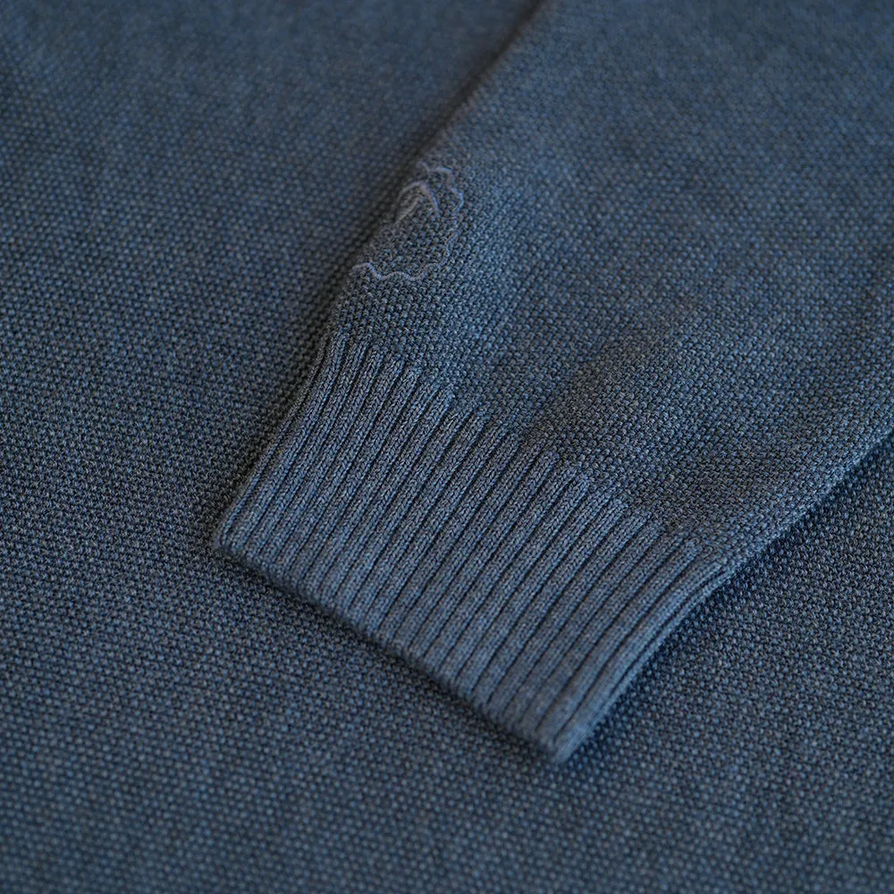 Mens Merino Moss Stitch Sweater (Denim/Navy)