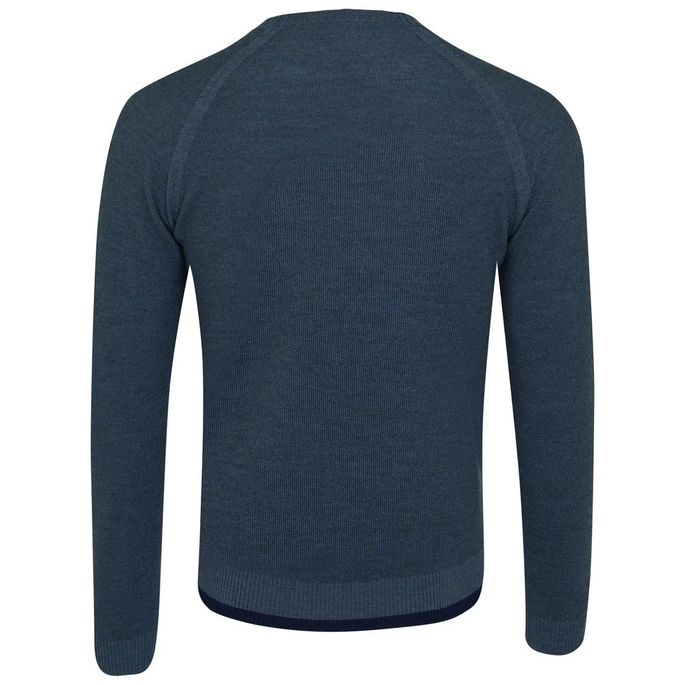 Mens Merino Moss Stitch Sweater (Denim/Navy)