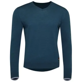 Mens Merino V Neck Sweater (Petrol/Sky)