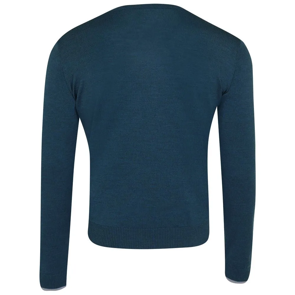 Mens Merino V Neck Sweater (Petrol/Sky)