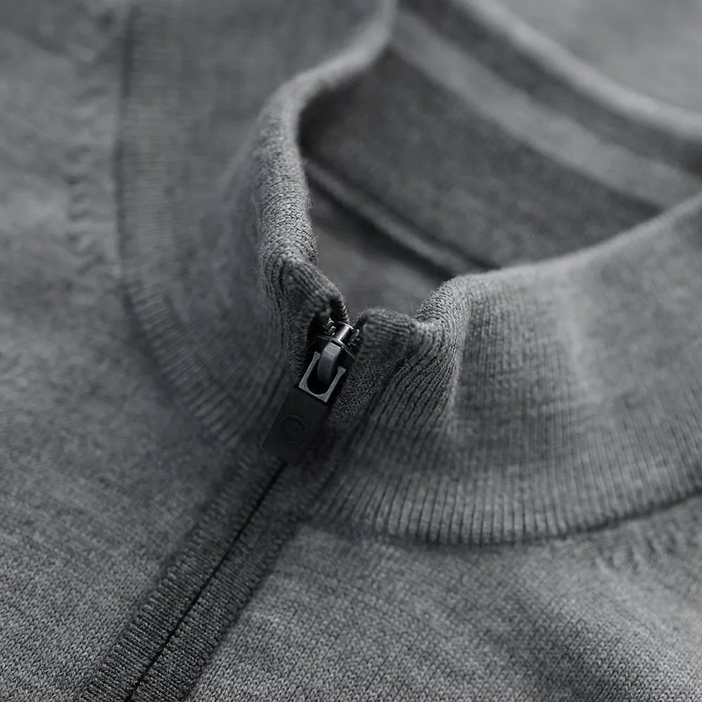 Mens Zip Neck Sweater (Charcoal/Smoke)