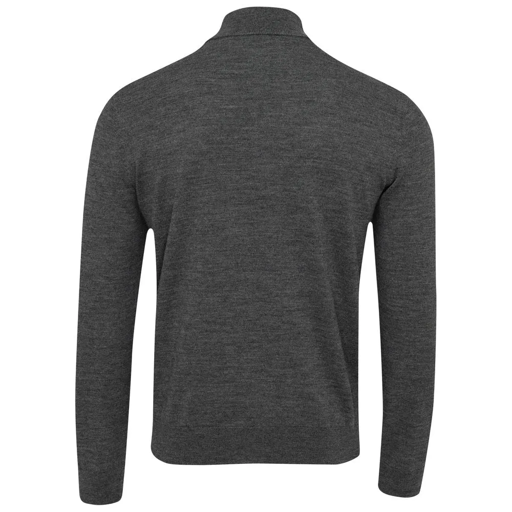 Mens Zip Neck Sweater (Smoke/Mustard)