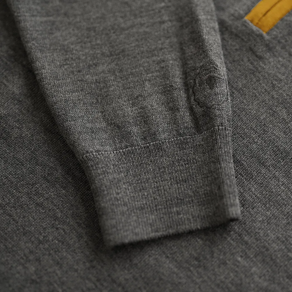 Mens Zip Neck Sweater (Smoke/Mustard)